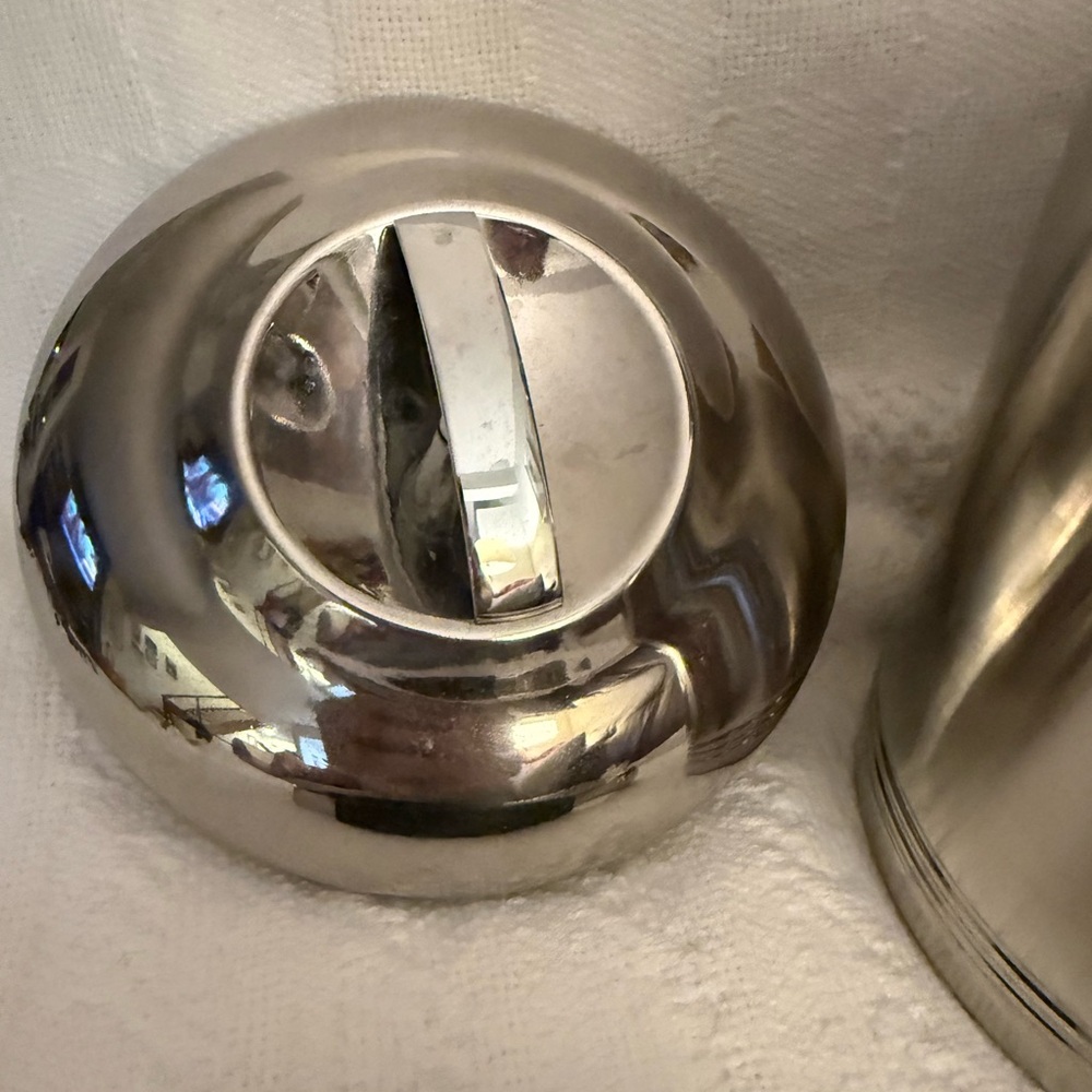 COPCO Vtg Mid Century Modern Stainless Ice Bucket Bar Shiny Chrome Lid Tongs - Picture 8 of 10